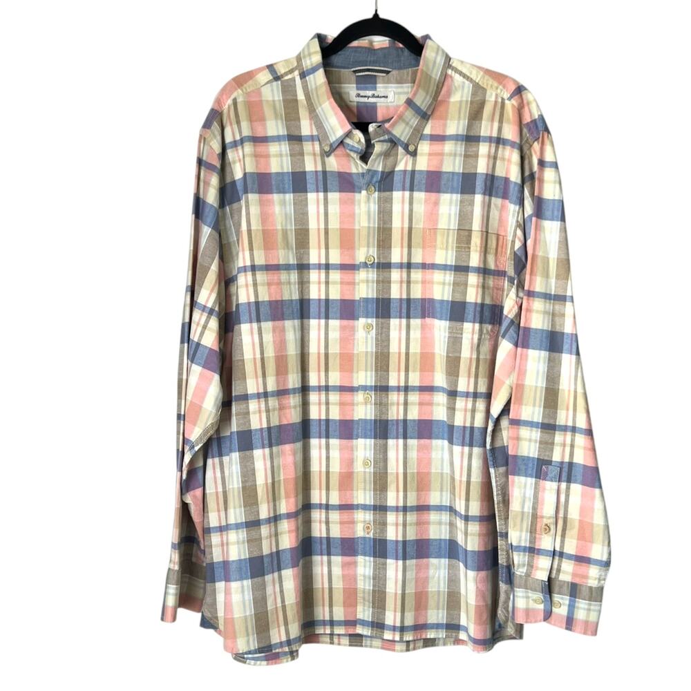 Tommy Bahama Men's XXL Button-Down Plaid Soft Long Sleeve Flannel Shirt